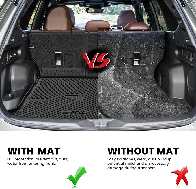 LASFIT Cargo Tray Mat & Backrest Mat for Subaru Forester 2025-2026 (Fit Hybrid,Not for Gas), All Weather TPE Custom Fit Easy Clean for Forester 2026 2025 Trunk Tray Liner & Seatback Mat, Black