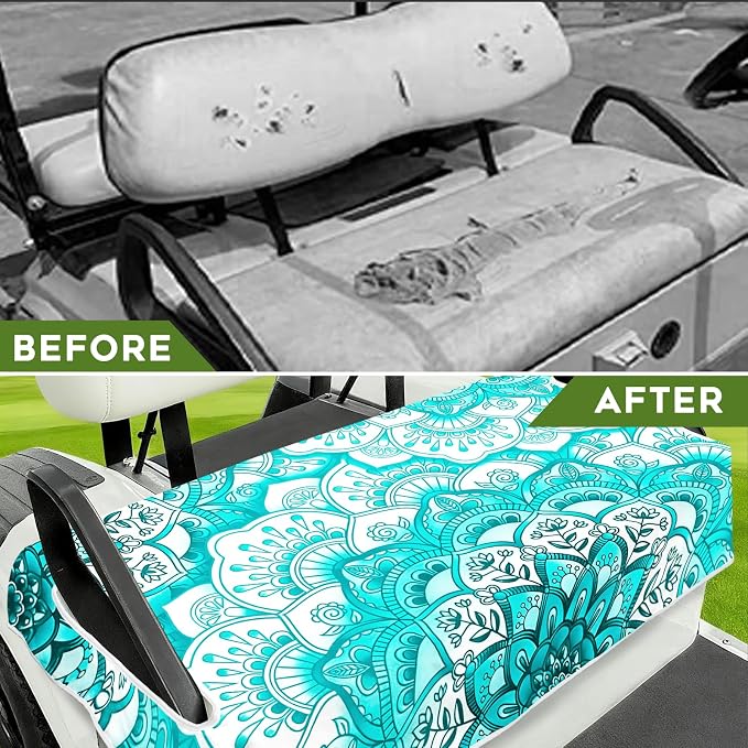 Golf Cart Seat Covers Club Car Golf Cart Accessories for Men Women Golf Carts Seat Towel Blanket 2-Seat Golf Cart Decorations
