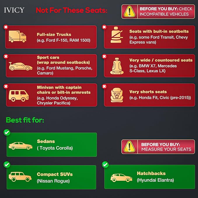 IVICY Faux Suede Front Car Seat Cover – Non-Slip Bucket Seat Protector for Most Cars, SUVs, Vans & Trucks – 1 Seat Cover, Machine Washable, Side-Airbag Friendly, Black