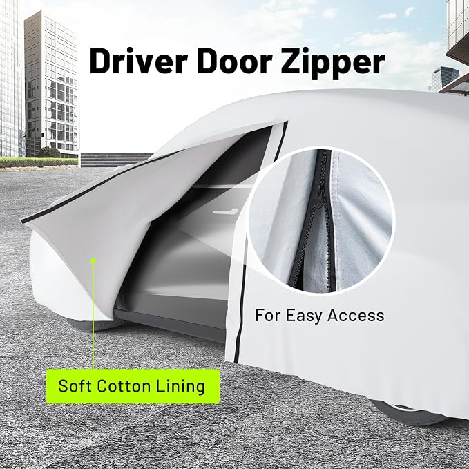 Favoto Car Cover Waterproof All Weather Custom Fit Tesla Model Y | 6 Layers Outdoor Rain Snow Sun Protection with Ventilated Mesh Charging Port Door Zipper