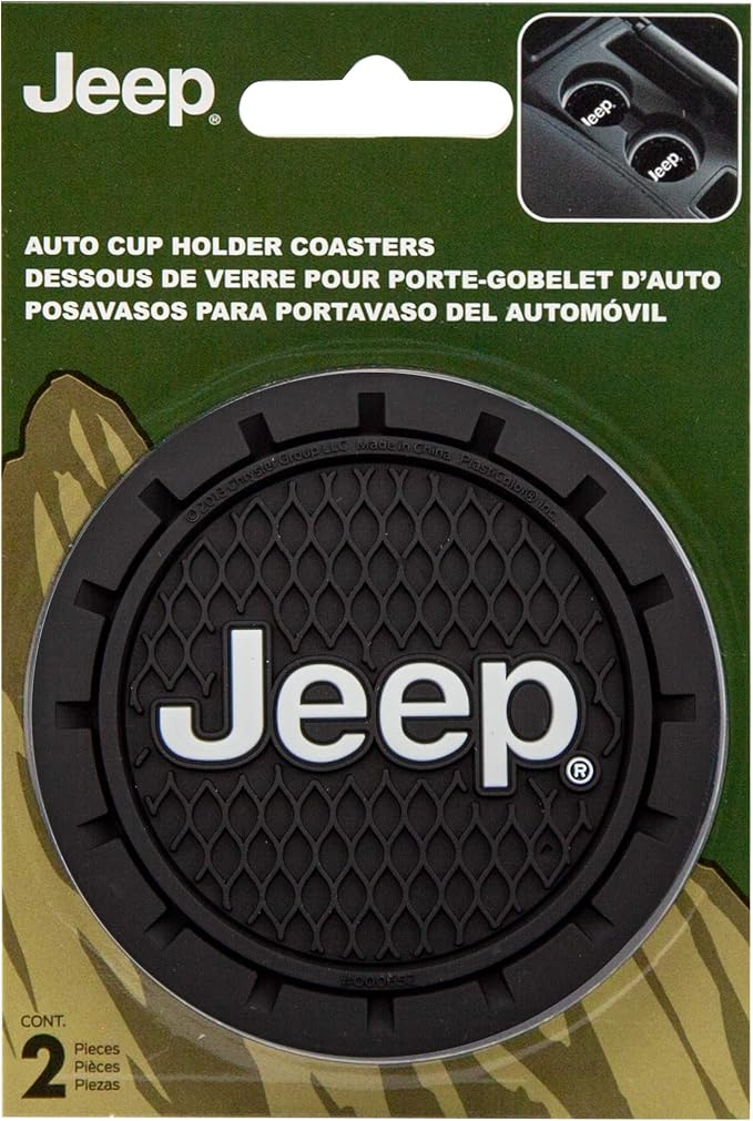 Plasticolor 000652R01 Jeep Logo Auto Car Truck SUV Cup Holder Coaster 2-Pack , Black