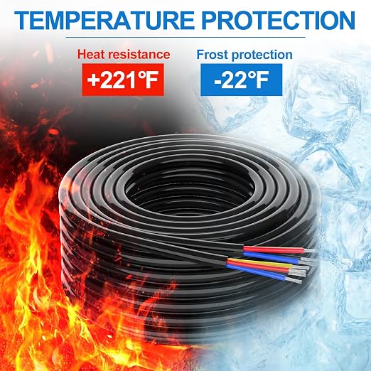 NAOEVO 16 Gauge Wire 4 Conductor Electrical Wire, 16 AWG Stranded PVC Cord, 12V Low Voltage/Tinned Copper/Flexible Cable for Automotive Wiring, Lamp Cord, Marine Cable (200FT)