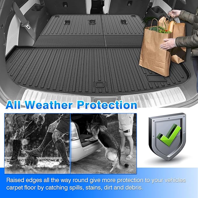 Palisade Floor Mats - Car Mats for Hyundai Palisade 7/8 Seats 2026 (Only Fit Gas), All Weather Full Set Cargo Liner with Backrest Mat for Palisade Accessories, Heavy Duty Waterproof, Black