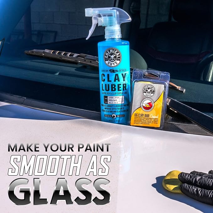 Chemical Guys, Clay Bar & Luber Combo Kit for Smooth Paint, 6-Piece Set | Clay bar plus lubricant lifts overspray, fallout and embedded grime, prepping paint for polish or wax