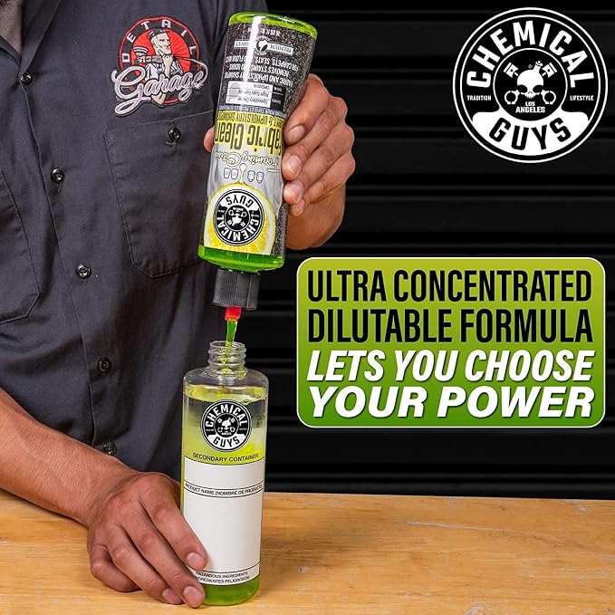 Chemical Guys, Citrus Foaming Fabric & Carpet Cleaner Drill Brush, 16 oz | Lifts coffee, food and pet stains and odors from carpet, mats and upholstery, drill brush agitates, citrus scent