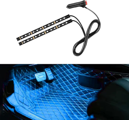 Car LED Strip Light, 24 LED 12V Cigarette Lighter Port, Ice Blue | RGB Neon Auto Interior Atmosphere Lights, Under Dash Ambient Night Light, Universal Decorative Lamp Accessory for Car Truck