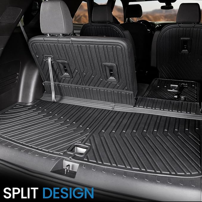 Floor Mat Cargo Mats for 2018-2022 2023 Chevrolet Chevy Traverse 7 Seats Car Mat Accessories, All Weather TPE Backrest and Lower Trunk Cargo Liner (18-23 7 Seats Set)