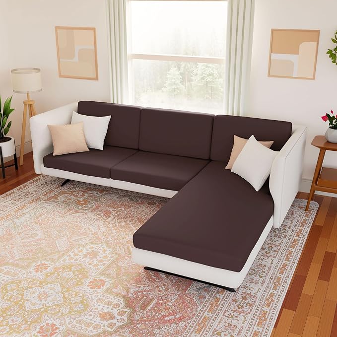 hyha Waterproof Couch Cushion Covers, Stretch Sofa Couch Seat Slipcover for Dog Washable, Non-Slip Waterproof Outdoor Cushion Covers for Patio Furniture Replacement (1 Piece for Large, Chocolate)