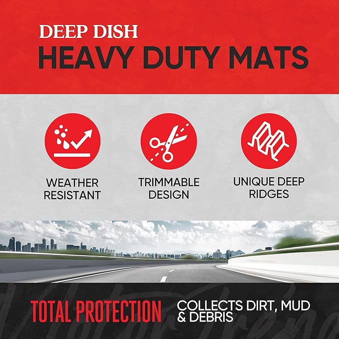 Motor Trend FlexTough Plus-2 Piece Front Car Floor Mats- Black Contour Liners-Deep Dish Heavy Duty Rubber Floor Mats for Car SUV Truck & Van-All Weather Protection, Universal Trim to Fit