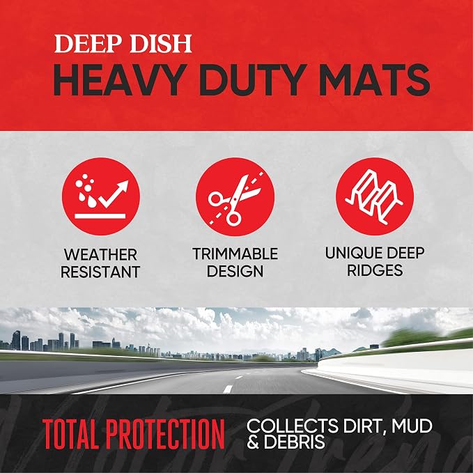 Motor Trend FlexToughXL DeepDish Floor Mats for Cars, Full Set All-Weather Rubber Automotive Floor Mats Waterproof Heavy Duty Car Mats Flexible Floor Liners for Car Truck Van SUV Car Floor Mat (Brown)