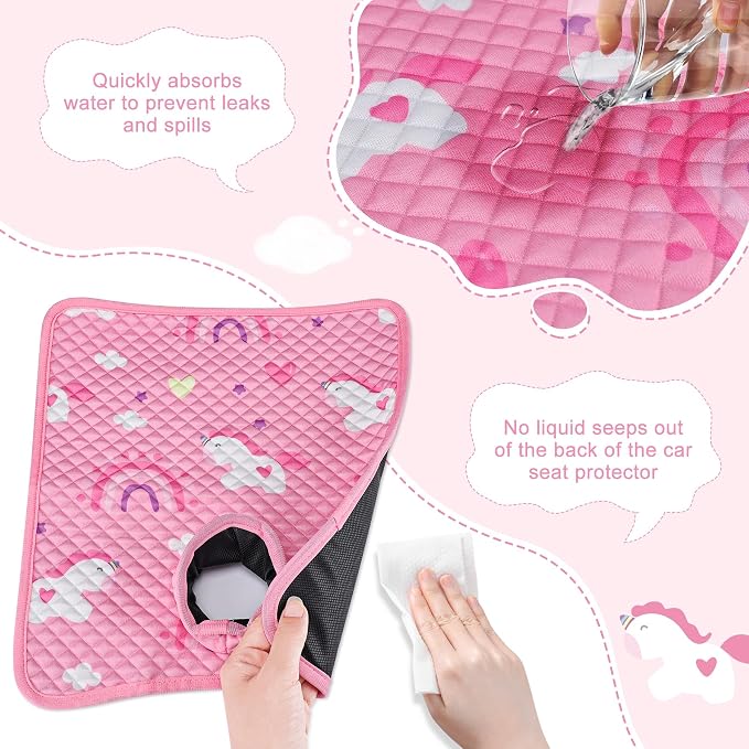 Car Seat Protector for Potty Training, 2 Pack Waterproof CarSeat Liner Toilet Training for Baby Infant Toddler, Dry Seat Piddle Pads Cover for Strollers (Pink)