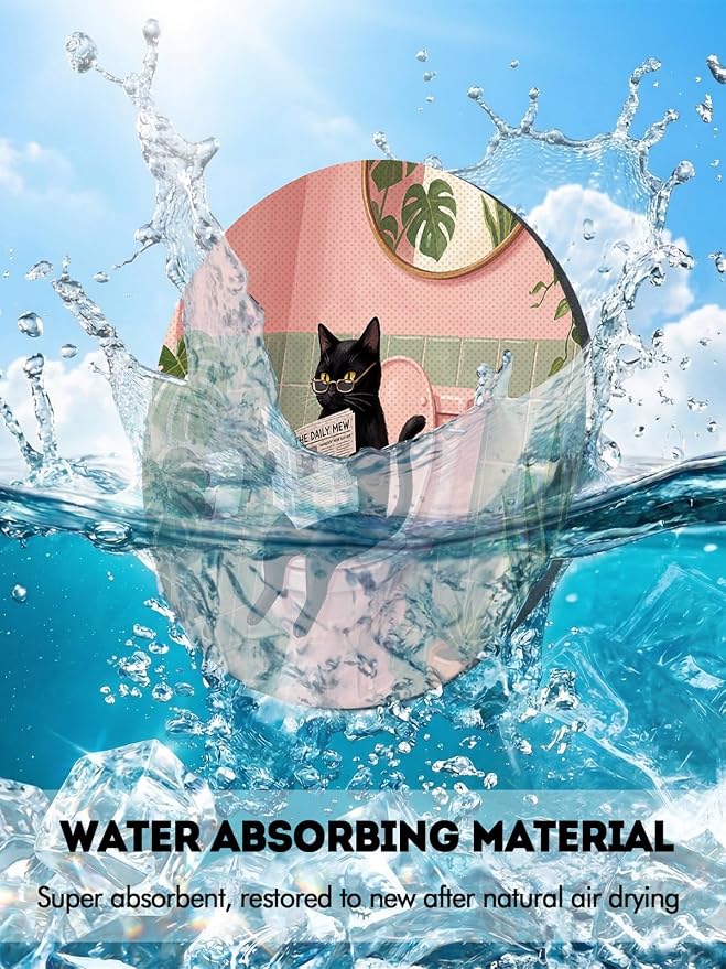 WOCOCN Car Coasters for Cup Holders - 2 Pack 2.75" Universal Rubber Car Cup Coaster, Non-Slip Waterproof Car Interior Accessories, Cute Car Decor Gifts for Women and Men (Toilet Cat)