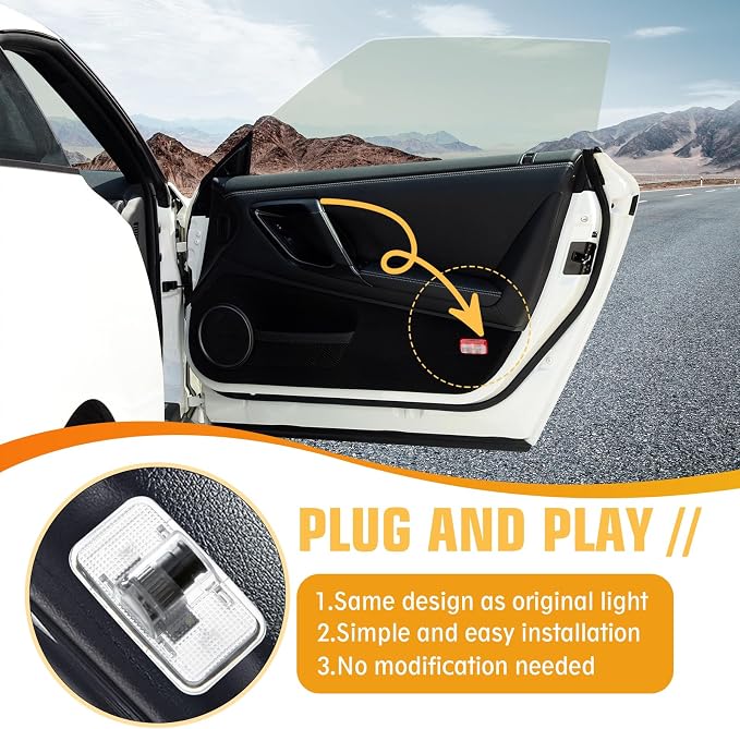 2PCS Car Door Logo Lights for GTR R35 R34 2007-2019, Courtesy & Puddle LED Welcome Lights Accessories