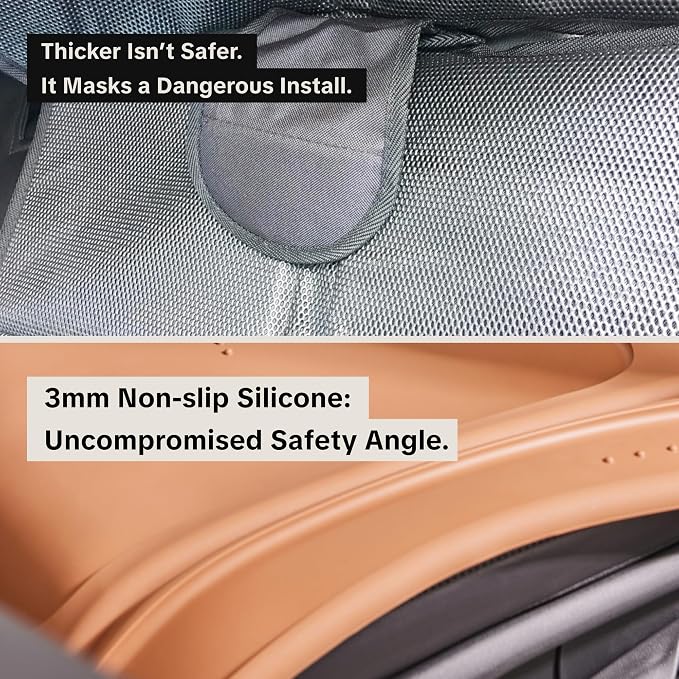 Siliguard Car Seat Protector for Child Car Seat, Leather Seat Protector, No Indentation No Dent, Non-Slip Waterproof 3mm Thin Silicone Car Seat Mat, LATCH and ISOFIX Compatible, Baby Infant Toddler