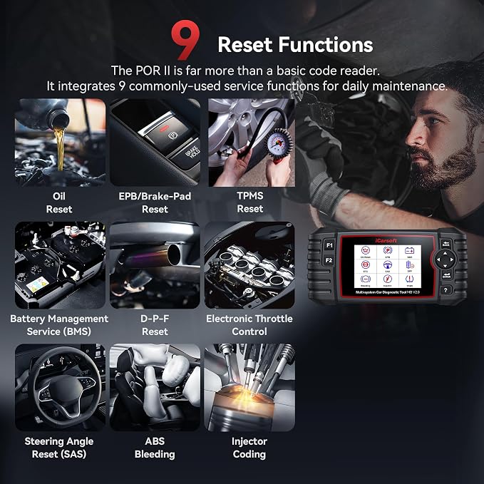 iCarsoft MB V2.0 Full System Diagnostic Scan Tool for Most Mercedes Benz from 1996-Present OBD2 Scanner 9 Reset AutoVIN Free Update Car Code Reader with Battery Test CAN FD 15 Languages Plug-and-Play