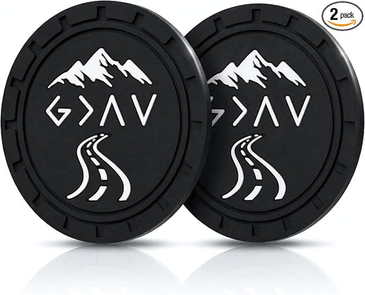 Lusinus Car Cup Holder Coasters 2 Pack, Christian Bible Verse Car Coasters 2.75", Non-Slip Car Interior Accessories, Religious Faith Gifts for Women Men Christmas Stocking Stuffers