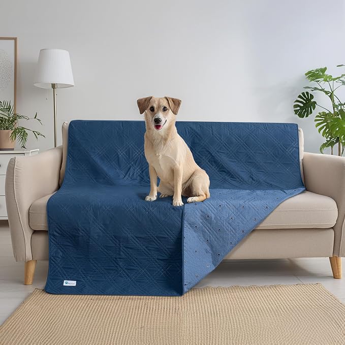 PetAmi Waterproof Couch Cover for Dogs, Non-Slip Leakproof Sofa Furniture Protector for Pet Cat, Machine Washable Bed Blanket for Car Seat, 102x82 Blue