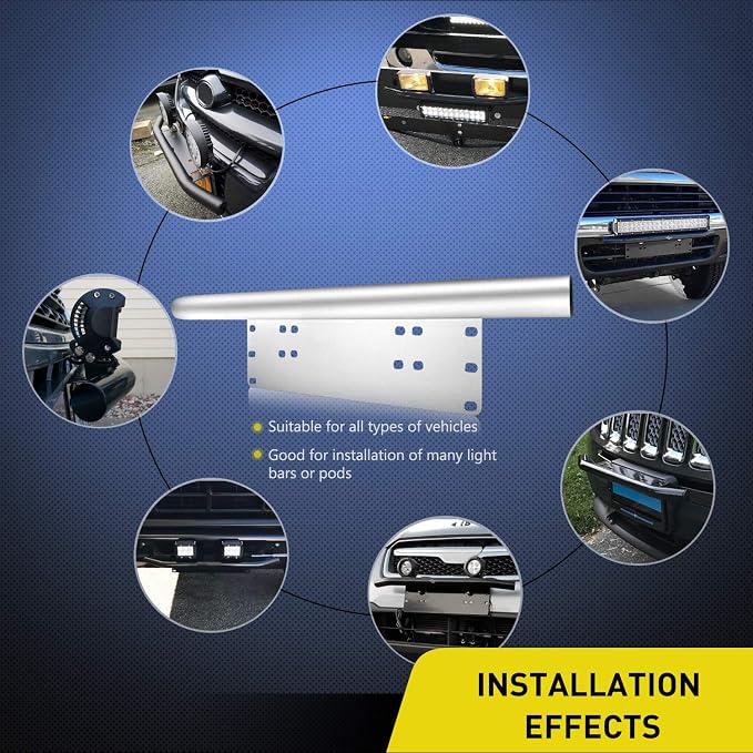 Nilight Led Light Bar Mounting Bracket Front License Plate Frame Bracket License Plate Mounting Bracket Holder For Off-Road Lights Led Work Lamps Lighting Bars,Silver, 2 Years Warranty