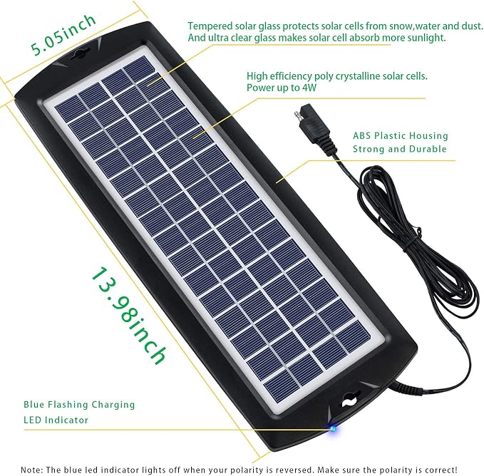 Sunway Solar Solar Car Battery Trickle Charger & Maintainer 12V Solar Panel Power Kit Portable for Car Automotive RV Marine Boat Motorcycle Truck Trailer Tractor Powersports Snowmobile Farm Equipment