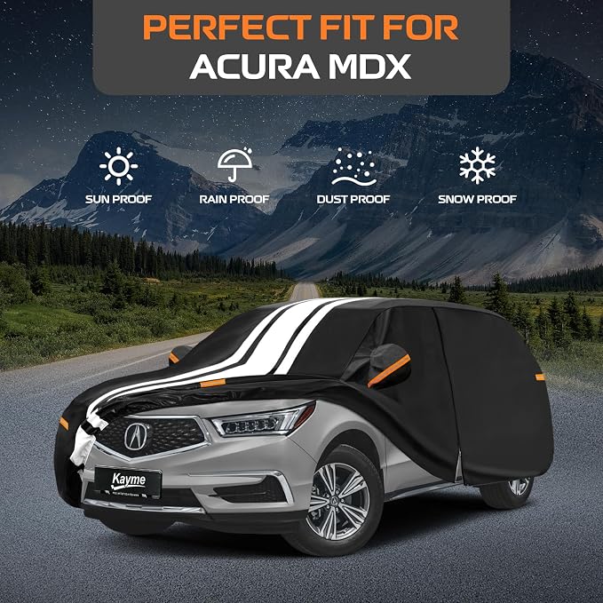 Kayme Heavy Duty Car Cover Custom Fit for Acura MDX (2006-2026) Waterproof All Weather for Automobiles, Gift with Tape/Towel, Outdoor Full Exterior Cover Rain Snow Sun UV Protection.