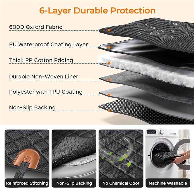 URPOWER Dog Car Seat Cover for Pets 100% Waterproof Seat Cover Hammock 600D Heavy Duty Scratch Proof Nonslip Durable Soft Back Seat Covers for Full Size Trucks