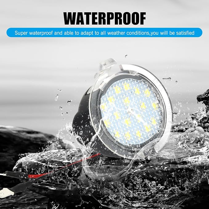 2 PCS Side Mirror Puddle Light, 6500K High Brightness Warning Welcome Light with PC Waterproof Lens, Canbus Decoding Plug and Play Bulb, Compatible with Ford F150 Explorer Edge (White)