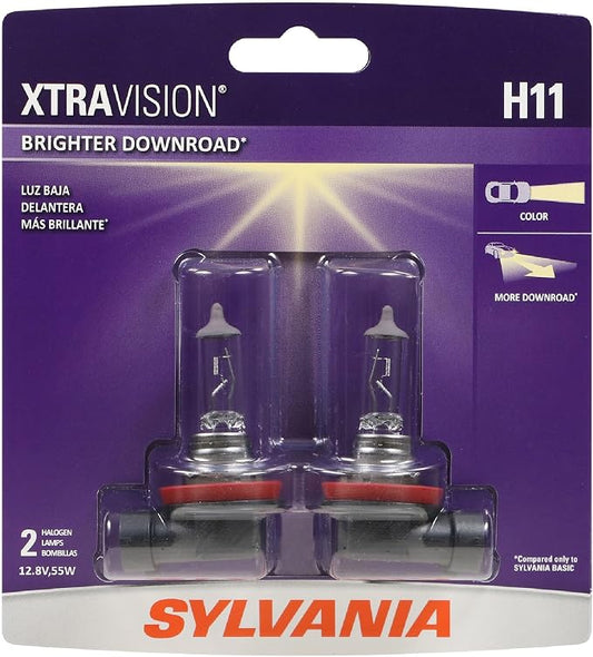 SYLVANIA - H11 XtraVision - High Performance Halogen Headlight Bulb, High Beam, Low Beam and Fog Replacement Bulb (Contains 2 Bulbs)