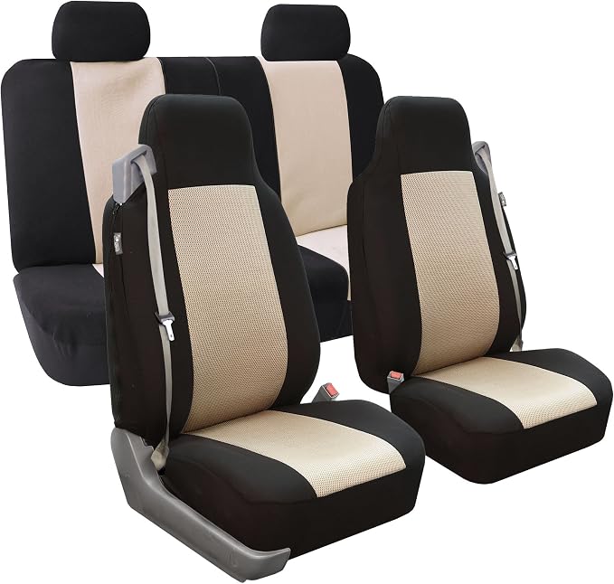 FH Group All Purpose Flat Cloth Car Seat Covers - Universal Fit, Full Set Seat Covers, Washable, Fit Most Car, Truck, SUV, Van - Black