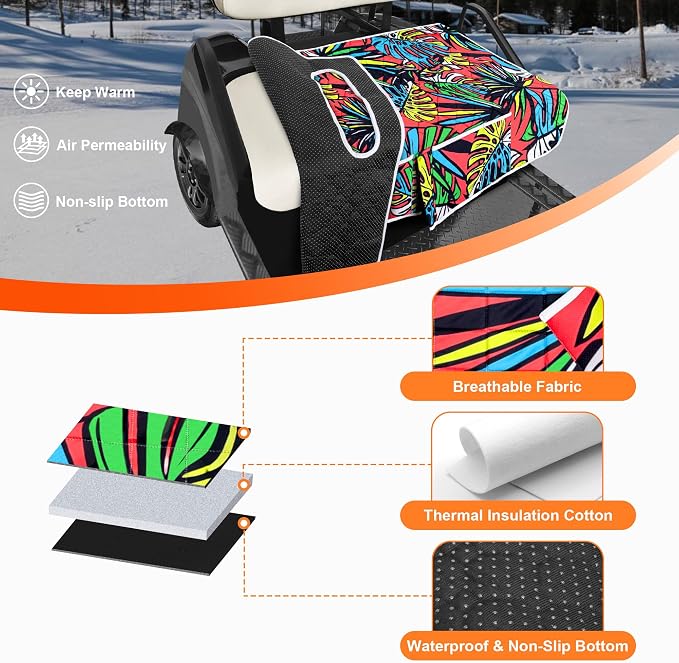 PGmoon Golf Cart Seat Covers with 4 Front Pockets & Nonskid Bottom