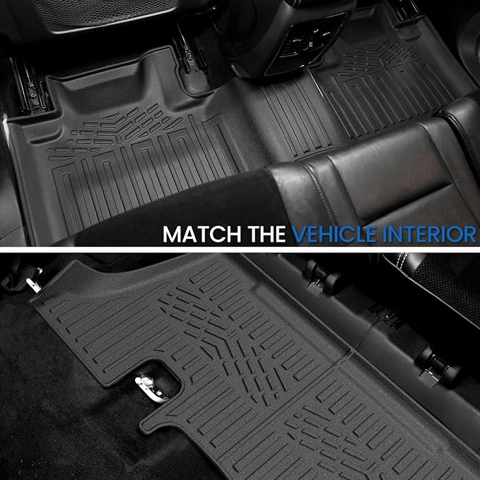 Floor Mats Set for 2016-2026 Dodge Durango (Only for 6 Seats with Captain Chairs), All Weather TPE Backrest Mat Trunk Mat Cargo Liner Door Sill Guards Accessories