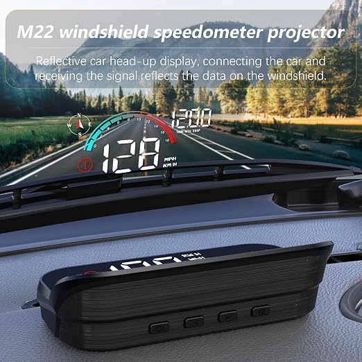 AZIJYV Windshield Speedometer Projector, Digital Speedometer for Car GPS Speedometer with Speed, Overspeed, Heads Up Display for Cars Suitable for All Vehicles