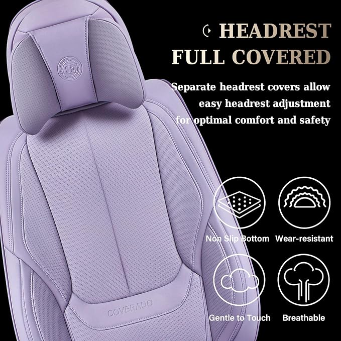 Coverado Car Seat Covers, Seat Covers for Cars, Waterproof Leather Auto Seat Protectors, Leather Car Seat Cushion, Car Interiors Accessories Universal Fit for Most Cars