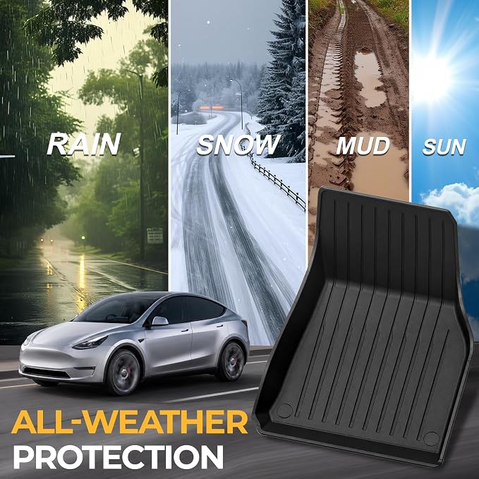 Floor Mats for 2024-2021 Tesla Model Y, Full Coverage All Weather Floor Mat Cargo Liner Trunk Mat Frunk Backrest Mats Accessories (Not fit 7Seat & Juniper)
