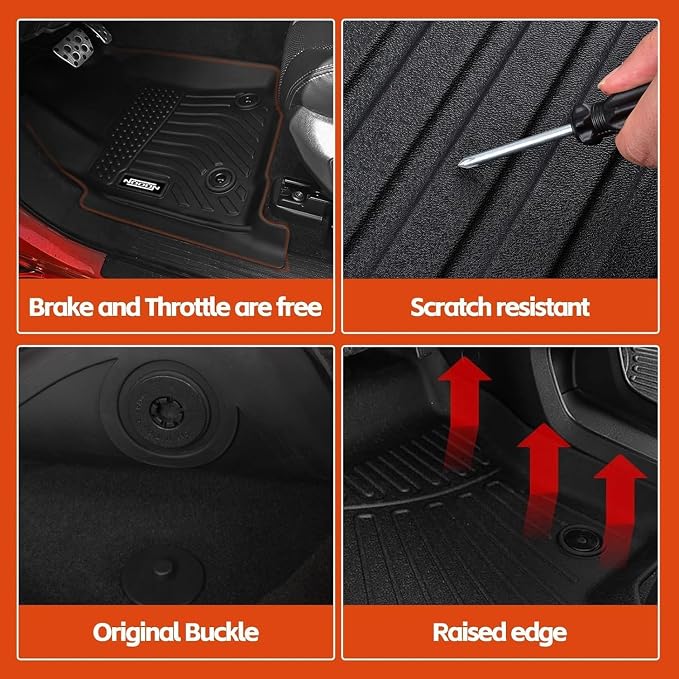 Custom Fit Floor Mats for Polaris Ranger Crew XP 1000 2019-2025, All Weather TPE Floor Liners with Trunk Mat, Odorless Full Set Interior Accessories