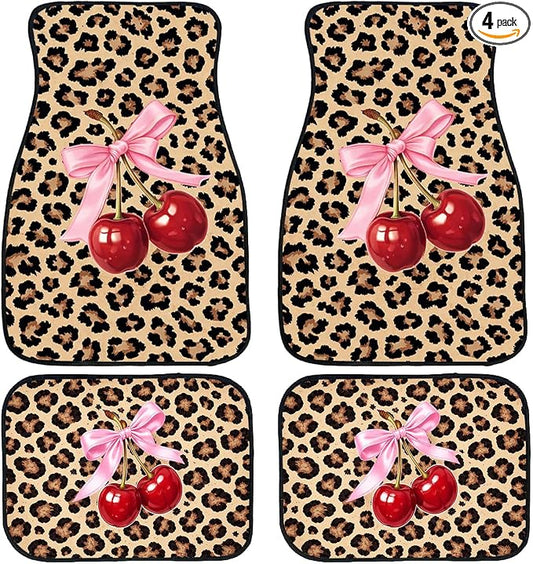 Bear Car Floor Mats Rustic Mountain Pine Forest Cabin Carpet Front Rear Carpets Mat Decorative Car Floor Carpets Non-Slip Auto Car Accessories Universal Fit for Car SUV Truck Van