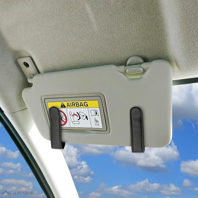9.1 × 4.7 x 1.5 Car Tissue Holder — PU Leather Sun Visor Tissue Holder for Car with Ergonomic Take-Out Port, Universal Fit — Refillable Napkin Storage with Metal Clip Mount, Quick Install in Seconds