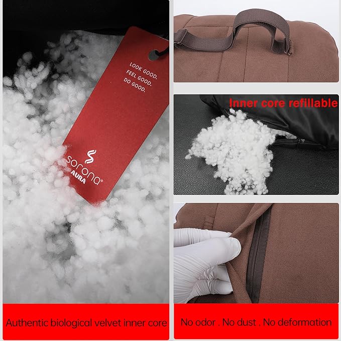 2pcs Car Neck Pillow for headrests,Support Drive Seats Head Cushion Pillows,Superfiber Suede,Plant-Based Polyester,Thickness & Height Adjustable,11.8x7.5,Inner Liner fillable (Black Color)
