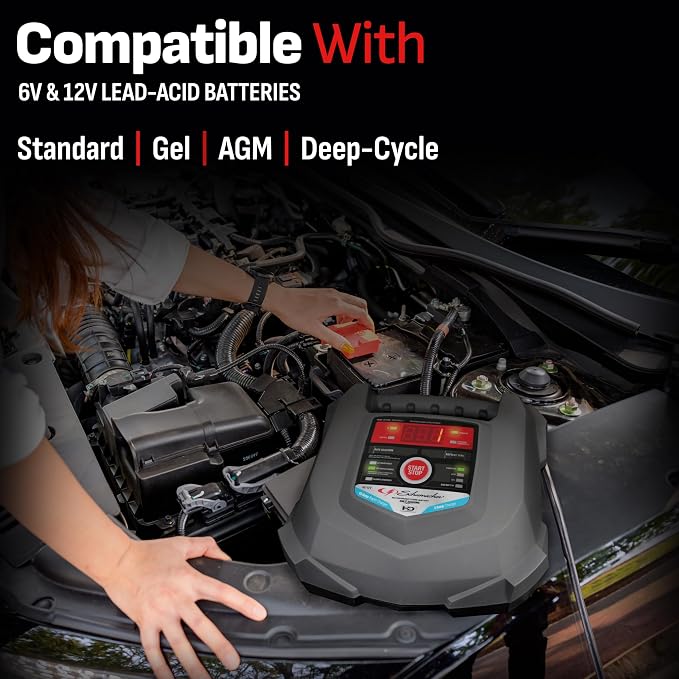 Schumacher Electric Car Battery Charger and Maintainer SC1280 4-in-1, 15 Amp, Fully Automatic for 6v and12v Automobile Batteries - Ideal for Motorcycles, Cars, Trucks, SUVs, Marine Batteries, and More