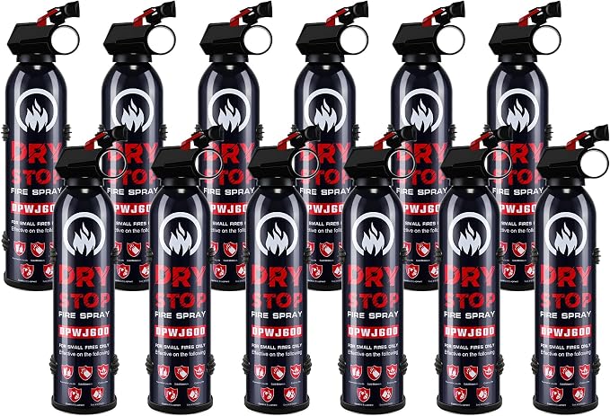 12pcs Fire Extinguisher for Home - Dry Stop Fire Extinguisher Spray, 600g Dry Chemical Fire Extinguisher for Kitchen, Car & Home | Portable, Fights Grease, Electrical & Vehicle Fires
