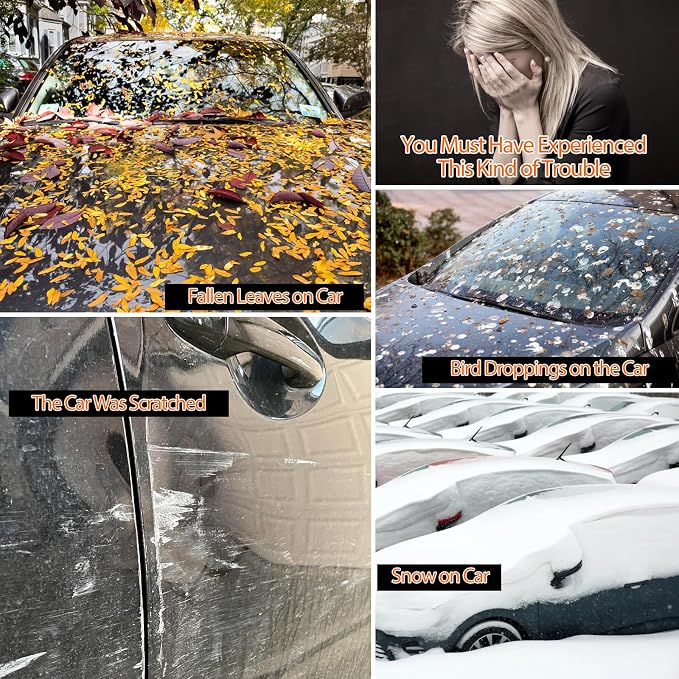 16-Layer 600D Heavy Duty Universal Full Car Cover for Outdoor & Indoor Use - All Weather Sun UV Rain Snow Dust Proof, Waterproof Scratch Resistant, Fits SUVs Body Length 213"-235"/17.7-19.5 ft