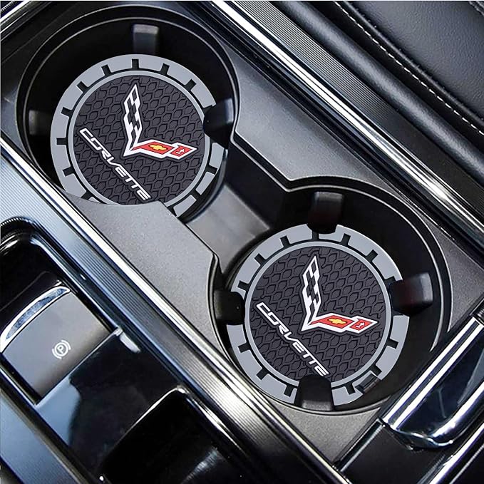 TACOMA Car Cup Holder Coaster for Corvette C4 C6 C5 C7 C8 Z06 Recessed Silicone Cupholder Coaster Interior Accessories 2.75in 2Pack