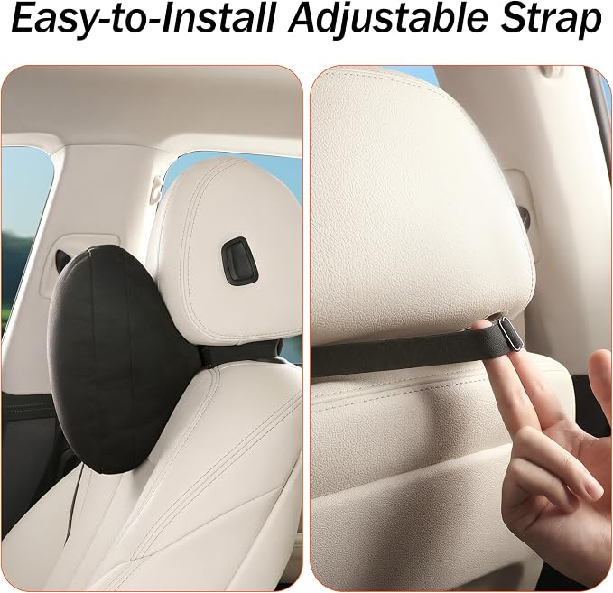 2pcs Car Neck Pillow for headrests,Support Drive Seats Head Cushion Pillows,Superfiber Suede,Plant-Based Polyester,Thickness & Height Adjustable,11.8x7.5,Inner Liner fillable (Black Color)
