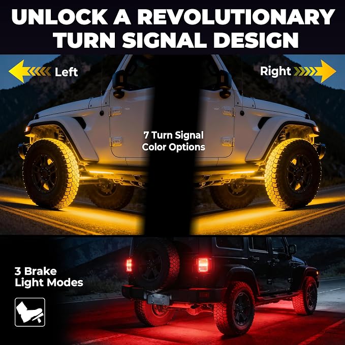 8 Pods Five Sided RGB Rock Lights for Trucks UTV SUV ATV Golf Cart, Multi Chasing Color App/2 Remote Control Led Rock Lights with Music Mode, Waterproof Exterior Underglow Kits for Cars(Patented)