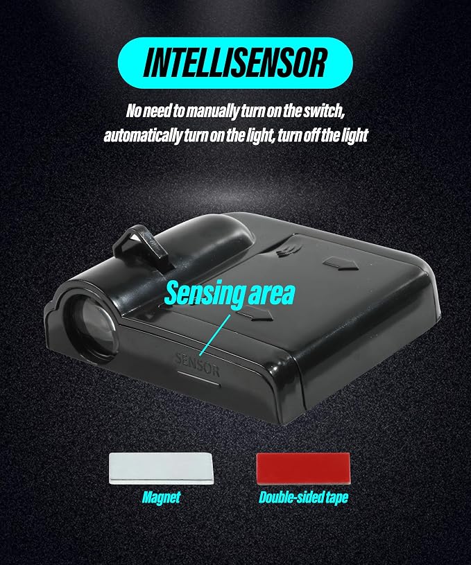 2Pcs Car Door LED Logo Projector Lights, Universal Holeless Magnet Sensor Ghost Shadow Welcome Lamp (Fire Skull)