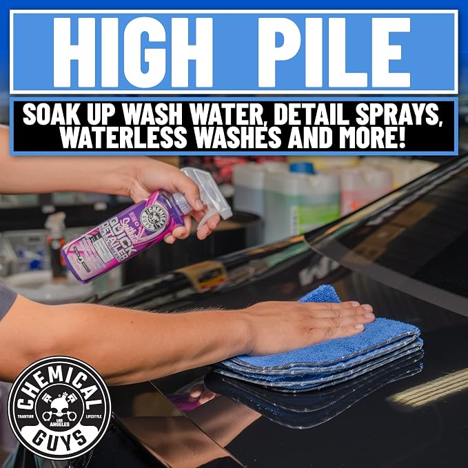 Chemical Guys, Professional Microfiber Towels, 16 x 16 in, Blue, 24 Pack | Ultra-soft, scratch-free towels to buff wax, dry panels and clean glass and interiors, machine washable