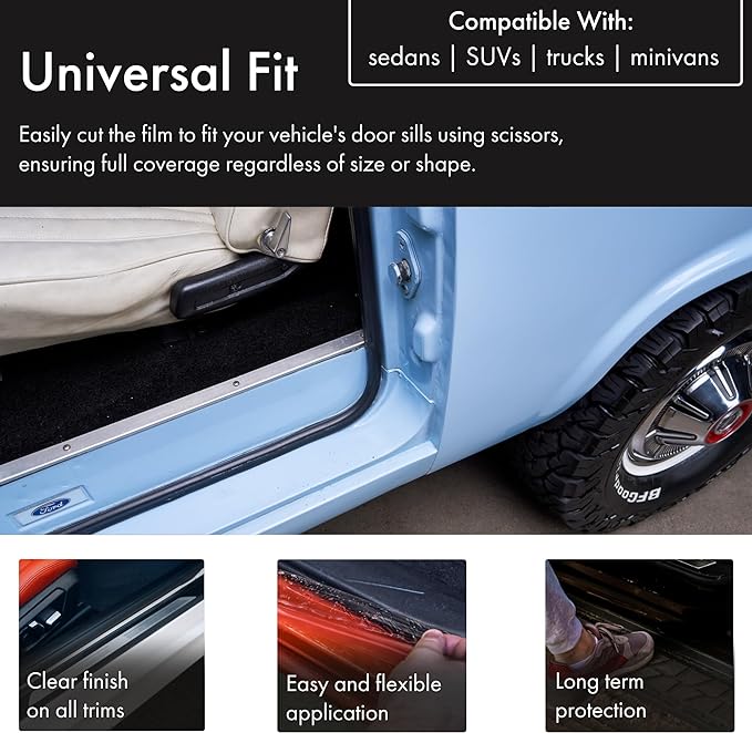 XPEL Clear Universal Door Sill Guard Protection Film, 60" x 2.75", PPF Kit | Door sill guard film helps protect high-traffic entry areas from scuffs, scratches, and everyday wear.