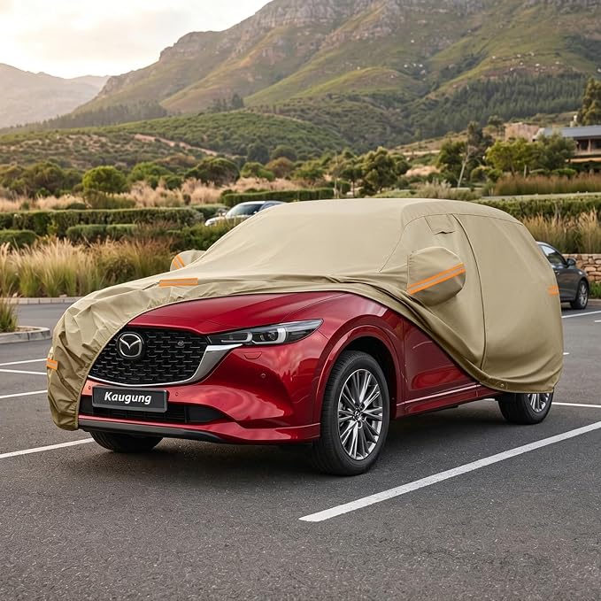 Kaugung Custom Fit Car Cover for Mazda CX-5 CX5 CX-50 CX50 (2012-2026), Heavy Duty All Weather Waterproof Outdoor SUV Cover, Sun Rain UV Protection with Driver Door Zipper, Mirror Pockets & Vents