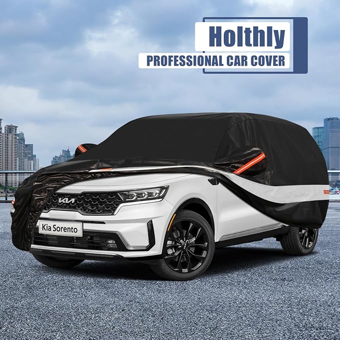 10 Layers SUV Car Cover Custom Fit for Kia Sorento (2012-2026) Waterproof All Weather for Automobiles, Outdoor Full Cover Sun UV Rain Protection with Cotton.Black