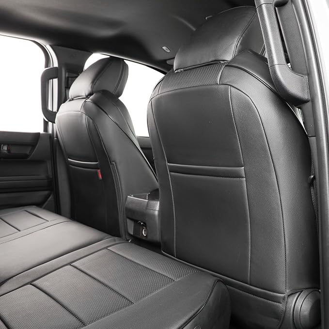 EKR Custom Fit Tacoma Front Car Seat Covers for Toyota Tacoma (Petrol & Hybrid) 2024 2025 2026 Double cab SR/SR5/TRD Sport/TRD Off-Road/Limited - Front Row Only,Faux Leather(Black)