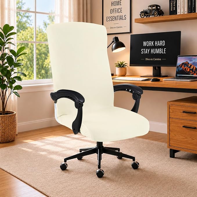 DIVA EN CAMINO DEC Stretch Office Chair Cover with Zipper, Soft Slipcover for Home Office Desk or High Back Chair